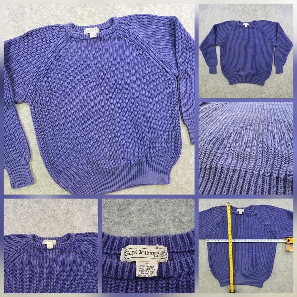 Vintage Gap‎ Clothing Co Sweater Womens Medium Purple Chunky Knit Crewneck